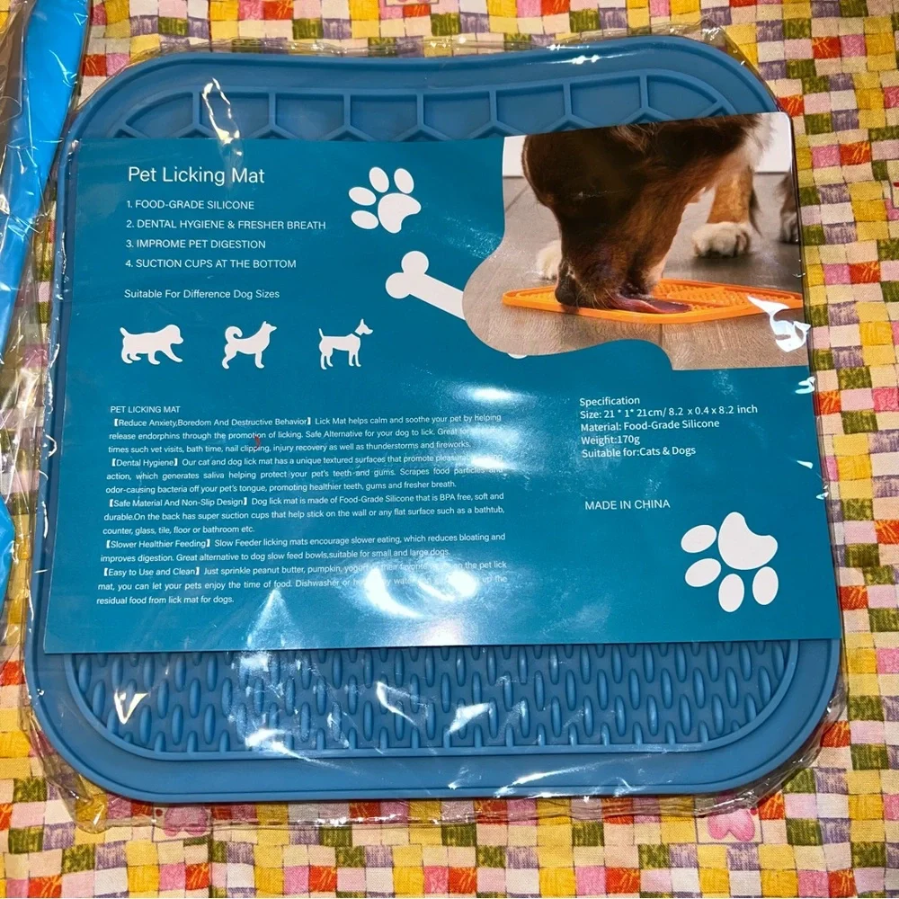 Pet Dog Cat Slow Feeder Bowl Lick Mat with Spatula Treat Ball Set New